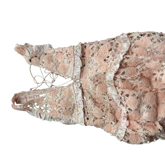 NEW- NWT For Love & Lemons Pink Alessia Lace Mini Dress Size M - Picture 9 of 12